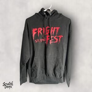 Just Hoods by AWDis Men's Hoodie Medium Black Graphic Pullover Fright Fest